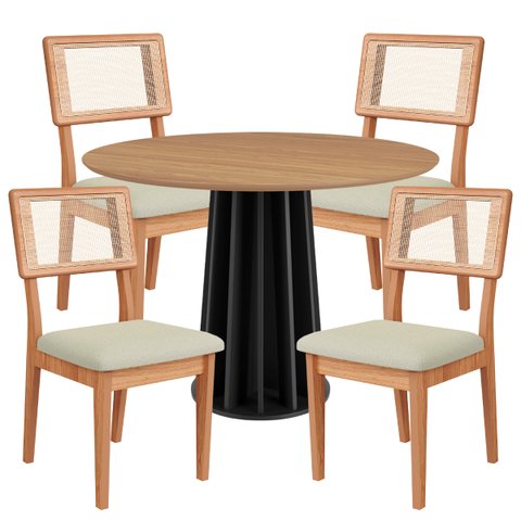 Conjunto de Jantar Mesa 4 Cadeiras Mdf