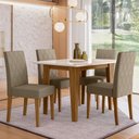Ver imagem 5 de Sala de Jantar Kate 120x90 Tampo com Vidro 4 Cadeiras Jade Poliman Móveis