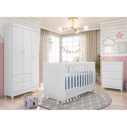 Dormitório Completo Infantil Safira Branco - PR Baby - 2