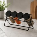 Ver imagem 2 de Conjunto 4 Porta Temperos e Suporte de Metal Preto Lyor Pote