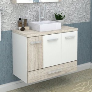 Gabinete para Banheiro 2 Portas 2 Gavetas 80cm Madri 