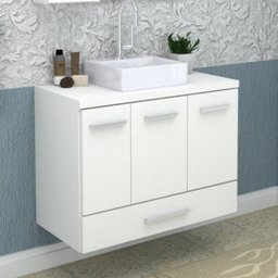Gabinete para Banheiro 2 Portas 2 Gavetas 80cm Madri Branco - 1 Gabinete para Banheiro 2 Portas 2 Gavetas 80cm Madri Branco - 1