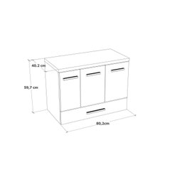 Gabinete para Banheiro 2 Portas 2 Gavetas 80cm Madri  - 4