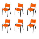 Ver imagem 2 de Kit 6 Cadeiras Iso Fixa Empilhável Escola Igreja Salão:laranja