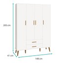 Ver imagem 4 de Kit Berço Americano Flex+ Comoda Sapateira+ Guarda Roupa Isis Retrô 4 Portas 2 Gavetas -branco Fosco