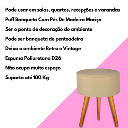 Puff Banqueta Redondo Ilítia Luxo Decorativo Retro Vintage - 5