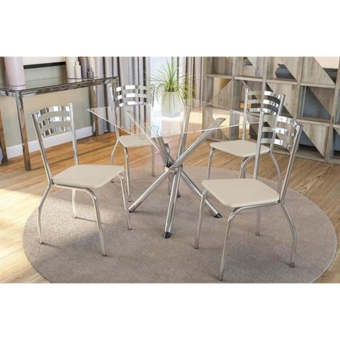 Mesa Cozinha Volga 90 + 4 Cad Portugal Cromado Kappesberg
