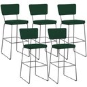 Ver imagem 1 de Kit 05 Banquetas para Cozinha Sala de Jantar Base em Aço Allana L02 Suede Verde Musgo - Lyam Decor