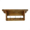 Ver imagem 1 de Prateleira Cabideiro de Parede 3 Ganchos Metal Madeira Pinus:marrom