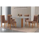 Ver imagem 1 de Conjunto: Mesa Sala Jantar Pietá Tampo c/ Vidro Curvo 180cm+6 Cadeiras Dakota Naturale/Off White -