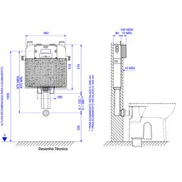 Caixa De Descarga Embutida Pneumatica Alvenaria/Drywall Bacia Piso Deca 2500.CX.PN.AF - 2