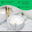 Ver imagem 2 de Kit Cuba Pia Louça Cerâmica Banheiro C/torn e Vál Dourada 101