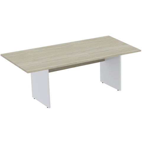 Mesa de Reunião Retangular 260 X 120 Cm Pé Painel Pe25 em Mdp Cor Nogueira Casablanca Base Branca