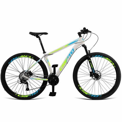 Bicicleta Aro 29 Cripto 21 Marchas Freios Disco C- Suspensão - 19" Branco-verde e Azul