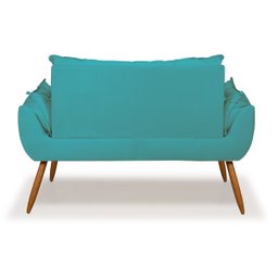 Sofá Opala Namoradeira para Sala – Balaqui Decor Cor:Azul Turquesa - 3