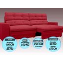 Ver imagem 6 de Sofá Pegasus 2,50M Assento Retrátil e Reclinável Velosuede Vermelho - Netsofás