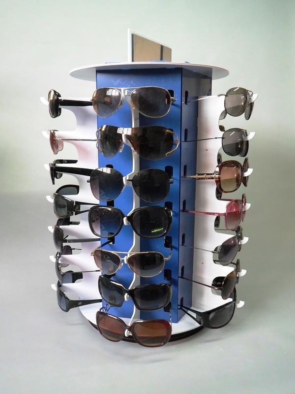 Expositor Óculos Giratório Azul Com Espelho Para 35 Óculos - 3