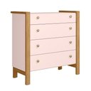 Ver imagem 3 de Quarto Infantil Flora Guarda Roupa 2 Portas Correr, Comoda 4 Gavetas, Berço Rosa Acetinado