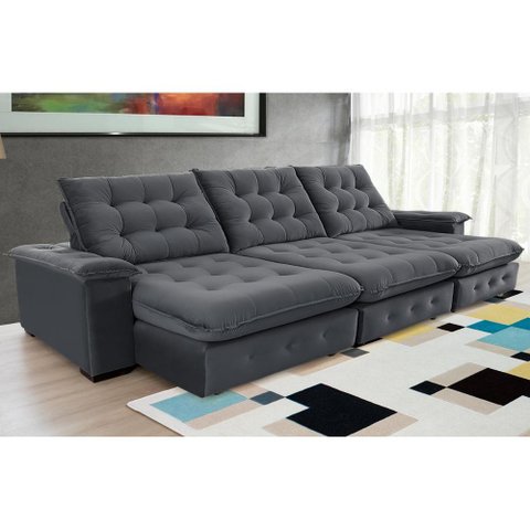 Sofá Coliseu Super Pillow 3,70m Chumbo