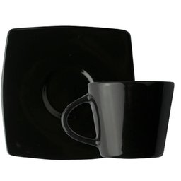 Kit 10 Xícaras de Café com Pires 90ml Porcelana Germer Preta Oriental Cafezinho - 1