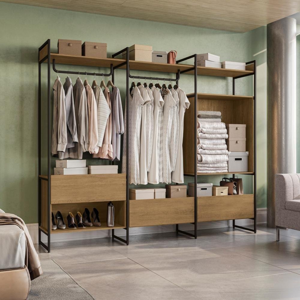 Guarda-roupa Closet 3 Gavetas Kappesberg Freijó/preto Fosco ...