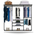 Ver imagem 1 de Cabideiro Arara Closet Casal Prateleira Aço Aramado - 2,20m Pt