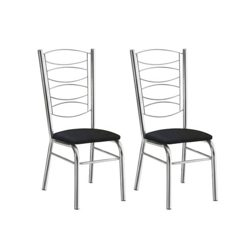 Conjunto 2 Cadeiras Cromada com Reforço Tubo Grosso Suporte 150 Kgs para Cozinha,sala de Jantar e Re