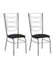 Ver imagem 1 de Conjunto 2 Cadeiras Cromada com Reforço Tubo Grosso Suporte 150 Kgs para Cozinha,sala de Jantar e Re