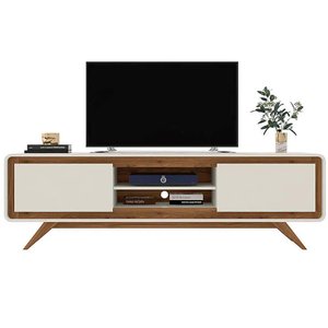 Rack para Tv até 50 Polegadas 2 Portas Channel Nature e Off White 150cm