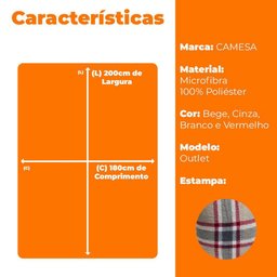 Cobertor Manta de Casal Microfibra Antialérgico 1,8x2m Como - Camesa - 7