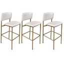 Ver imagem 1 de Banqueta Alta Aurora Dourada Off White para Bancada com Encosto Kit 3 Unidades