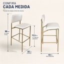 Ver mais imagens de Banqueta Alta Aurora Dourada Off White para Bancada com Encosto Kit 3 Unidades