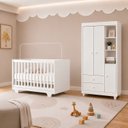 Ver imagem 1 de Quarto de Bebê Completo Guarda Roupa 3 Portas e Berço Mini Cama 100% MDF Encanto