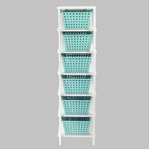 Organizador 6 Cestos Branco com Cestos Verdes Organizer