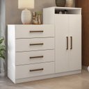 Ver imagem 1 de Cômoda Áurea 2 Portas 4 Gavetas 1,20 M - Comoda para Quarto - Demobile:branco