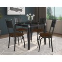 Ver imagem 1 de Conjunto Mesa de Jantar Tubular Malva Tampo de Vidro Quadrado 75cm com 4 Cadeiras 151 Sf Preto/imbui