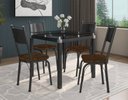 Ver imagem 1 de Conjunto Mesa de Jantar Tubular Malva Tampo de Vidro Quadrado 75cm com 4 Cadeiras 151 Sf Preto/imbui