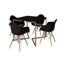 Ver imagem 2 de Mesa Industrial Jantar Preta Quadrada 90cm Base Cobre V com 4 Poltronas Pretas Eames Eiffel Madeira