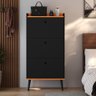 Sapateira Vertical Dark 3 Gavetas Basculantes Organizadora Calçados Retrô - Preto/cinamomo - Rpm - 3