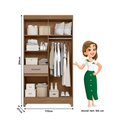 Ver imagem 2 de Guarda Roupa Roupeiro Solteiro Siena 5 Portas 1 Gaveta Detalhes Frisados Carvalho Fendi Moval