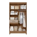 Ver imagem 3 de Guarda Roupa Roupeiro Solteiro Siena 5 Portas 1 Gaveta Detalhes Frisados Carvalho Fendi Moval