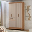 Ver imagem 1 de Guarda Roupa Roupeiro Solteiro Siena 5 Portas 1 Gaveta Detalhes Frisados Carvalho Fendi Moval
