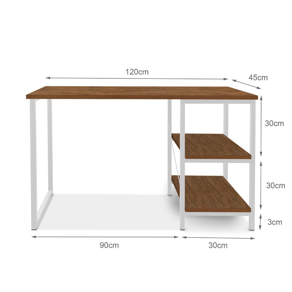 Mesa Escrivaninha para Notebook Office Star 120cm com 2 Prateleiras - Klm - 3