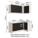 Ver imagem 4 de Armário de Cozinha Compacta de Canto 269cm Branco/Preto Glamy Madesa 01