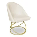 Ver imagem 2 de Poltrona Cadeira de Jantar Luxo Estofada Base Metal Dourado Sala Cozinha Recepção Suede Off White El
