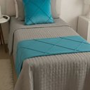 Ver imagem 1 de Peseira Drapeada Veludo Luxo 1,60x0,50m Dupla Face Cama Solteiro Azul Turquesa