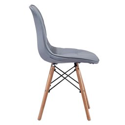 Kit 2 Cadeiras Charles Eames Botonê Eiffel Wood Estofada Couro - Cinza - 2