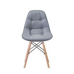 Kit 2 Cadeiras Charles Eames Botonê Eiffel Wood Estofada Couro - Cinza - 4
