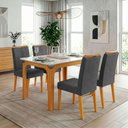 Ver imagem 2 de Conjunto Sala de Jantar Mesa Tampo em Vidro 1,20m Mel 4 Cadeiras Tati