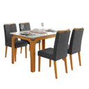 Ver imagem 1 de Conjunto Sala de Jantar Mesa Tampo em Vidro 1,20m Mel 4 Cadeiras Tati